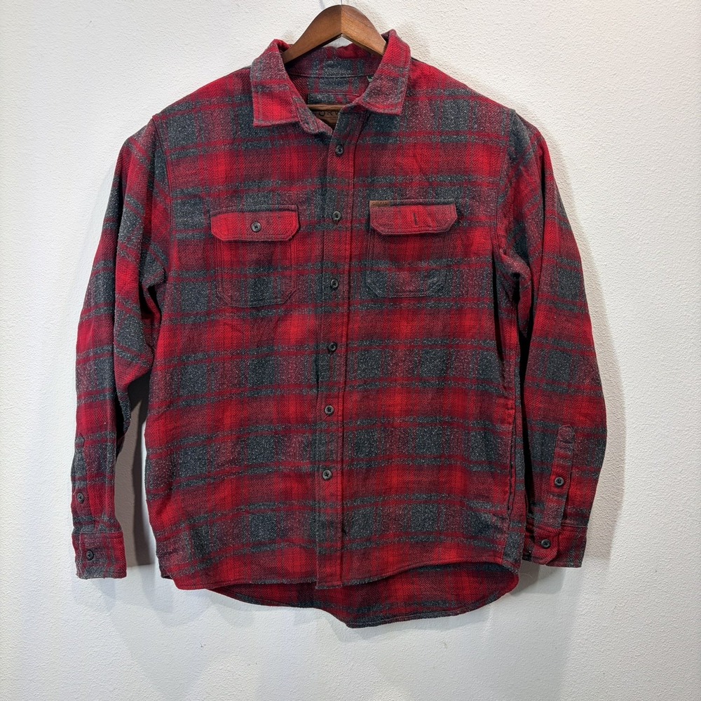 Orvis Flannel Shirt Mens XL Red  Heavyweight Outdoor Cabin Rugged Checkered